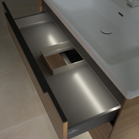 Тумба під раковину Villeroy & Boch Subway 3.0 97,3х57,6 см ДСП/алюміній дуб канзас/чорний вулкан C570L1RH