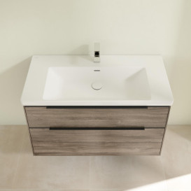 Тумба под раковину Villeroy & Boch Subway 3.0 97,3х57,6 см ДСП/алюминий дуб каменный/черный вулкан C570L1RK