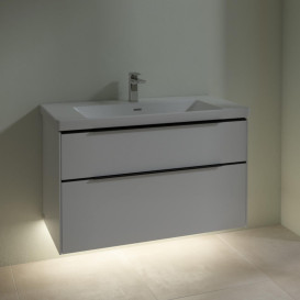 Тумба под раковину Villeroy & Boch Subway 3.0 97,3х57,6 см ДСП/алюминий белый бриллиант/черный вулкан C570L1VE