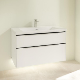 Тумба под раковину Villeroy & Boch Subway 3.0 97,3х57,6 см ДСП/алюминий чистый белый/черный вулкан C570L1VF