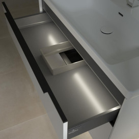 Тумба под раковину Villeroy & Boch Subway 3.0 97,3х57,6 см ДСП/алюминий чистый белый/черный вулкан C570L1VF