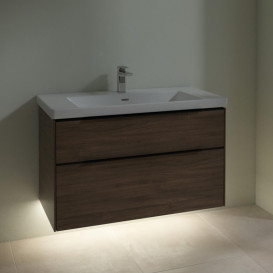 Тумба под раковину Villeroy & Boch Subway 3.0 97,3х57,6 см ДСП/алюминий дуб аризона/черный вулкан C570L1VH