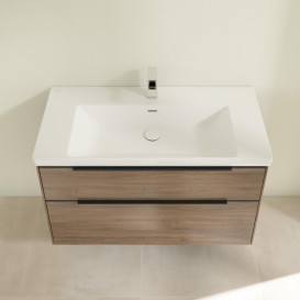 Тумба под раковину Villeroy & Boch Subway 3.0 97,3х57,6 см ДСП/алюминий дуб аризона/черный вулкан C570L1VH