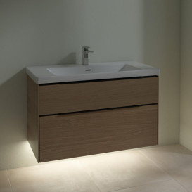 Тумба під раковину Villeroy & Boch Subway 3.0 97,3х57,6 см ДСП/алюміній дуб північний/чорний вулкан C570L1VJ