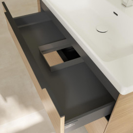 Тумба під раковину Villeroy & Boch Subway 3.0 97,3х57,6 см ДСП/алюміній дуб північний/чорний вулкан C570L1VJ