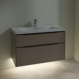 Тумба под раковину Villeroy & Boch Subway 3.0 97,3х57,6 см ДСП/алюминий тауп/черный вулкан C570L1VM