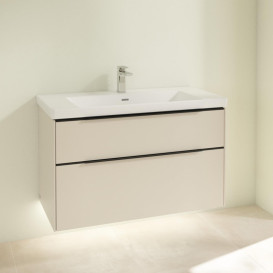 Тумба под раковину Villeroy & Boch Subway 3.0 97,3х57,6 см ДСП/алюминий серый кашемир/черный вулкан C570L1VN