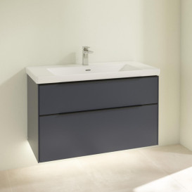 Тумба под раковину Villeroy & Boch Subway 3.0 97,3х57,6 см ДСП/алюминий морской синий/черный вулкан C570L1VQ