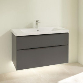 Тумба под раковину Villeroy & Boch Subway 3.0 97,3х57,6 см ДСП/алюминий графит/черный вулкан C570L1VR