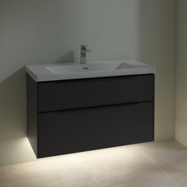 Тумба под раковину Villeroy & Boch Subway 3.0 97,3х57,6 см ДСП/алюминий графит/черный вулкан C570L1VR