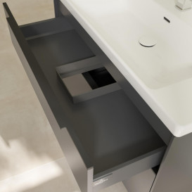 Тумба под раковину Villeroy & Boch Subway 3.0 97,3х57,6 см ДСП/алюминий графит/черный вулкан C570L1VR