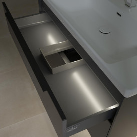 Тумба под раковину Villeroy & Boch Subway 3.0 97,3х57,6 см ДСП/алюминий графит/черный вулкан C570L1VR