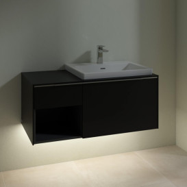 Тумба під раковину Villeroy & Boch Subway 3.0 100х42,3 см ДСП/алюміній чорний вулкан C571L0VL