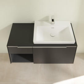 Тумба під раковину Villeroy & Boch Subway 3.0 100х42,3 см ДСП/алюміній чорний вулкан C571L0VL