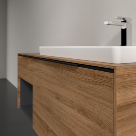 Тумба под раковину Villeroy & Boch Subway 3.0 100х42,3 см ДСП/алюминий дуб канзас/черный вулкан C571L1RH