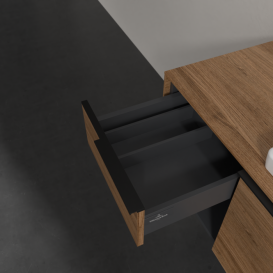 Тумба под раковину Villeroy & Boch Subway 3.0 100х42,3 см ДСП/алюминий дуб канзас/черный вулкан C571L1RH