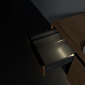 Тумба под раковину Villeroy & Boch Subway 3.0 100х42,3 см ДСП/алюминий дуб канзас/черный вулкан C571L1RH