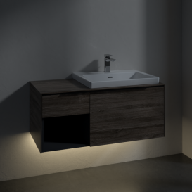 Тумба под раковину Villeroy & Boch Subway 3.0 100х42,3 см ДСП/алюминий дуб каменный/черный вулкан C571L1RK