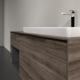 Тумба под раковину Villeroy & Boch Subway 3.0 100х42,3 см ДСП/алюминий дуб каменный/черный вулкан C571L1RK