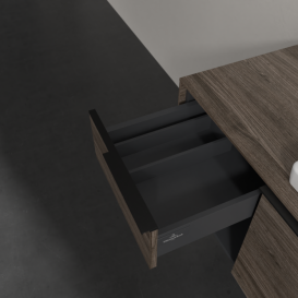 Тумба под раковину Villeroy & Boch Subway 3.0 100х42,3 см ДСП/алюминий дуб каменный/черный вулкан C571L1RK