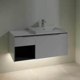 Тумба под раковину Villeroy & Boch Subway 3.0 100х42,3 см ДСП/алюминий чистый белый/черный вулкан C571L1VF