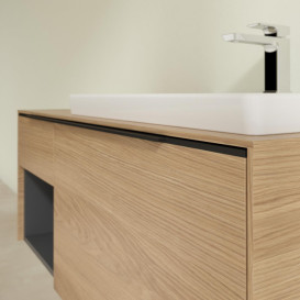 Тумба под раковину Villeroy & Boch Subway 3.0 100х42,3 см ДСП/алюминий дуб северный/черный вулкан C571L1VJ
