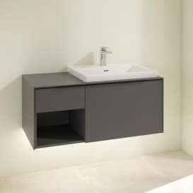 Тумба под раковину Villeroy & Boch Subway 3.0 100х42,3 см ДСП/алюминий графит/черный вулкан C571L1VR