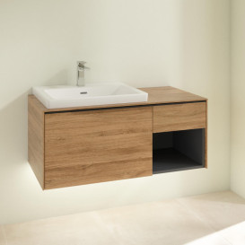 Тумба под раковину Villeroy & Boch Subway 3.0 100х42,3 см ДСП/алюминий дуб канзас/черный вулкан C572L1RH