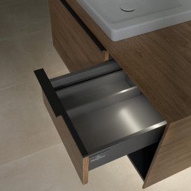 Тумба под раковину Villeroy & Boch Subway 3.0 100х42,3 см ДСП/алюминий дуб канзас/черный вулкан C572L1RH