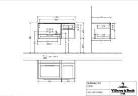 Тумба под раковину Villeroy & Boch Subway 3.0 100х42,3 см ДСП/алюминий дуб каменный/черный вулкан C572L1RK