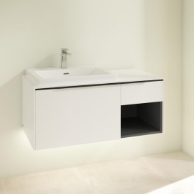 Тумба под раковину Villeroy & Boch Subway 3.0 100х42,3 см ДСП/алюминий белый бриллиант/черный вулкан C572L1VE