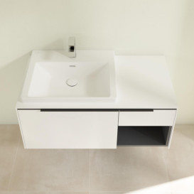 Тумба под раковину Villeroy & Boch Subway 3.0 100х42,3 см ДСП/алюминий белый бриллиант/черный вулкан C572L1VE