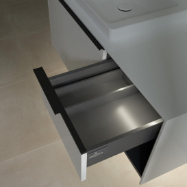 Тумба под раковину Villeroy & Boch Subway 3.0 100х42,3 см ДСП/алюминий белый бриллиант/черный вулкан C572L1VE