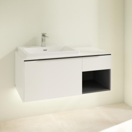 Тумба под раковину Villeroy & Boch Subway 3.0 100х42,3 см ДСП/алюминий чистый белый/черный вулкан C572L1VF