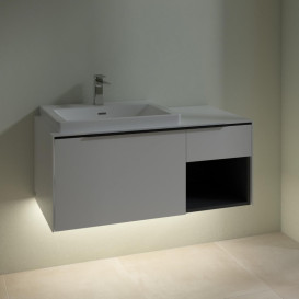 Тумба под раковину Villeroy & Boch Subway 3.0 100х42,3 см ДСП/алюминий чистый белый/черный вулкан C572L1VF