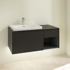 Тумба під раковину Villeroy & Boch Subway 3.0 100х42,3 см ДСП/алюміній чорний вулкан/чорний вулкан C572L1VL