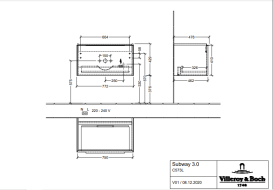 Тумба под раковину Villeroy & Boch Subway 3.0 77,2х42,9 см ДСП/алюминий дуб канзас C573L0RH