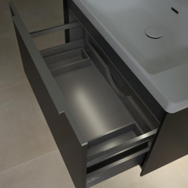 Тумба под раковину Villeroy & Boch Subway 3.0 77,2х42,9 см ДСП/алюминий черный вулкан C573L0VL