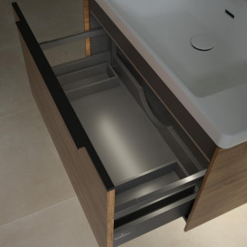 Тумба под раковину Villeroy & Boch Subway 3.0 77,2х42,9 см ДСП/алюминий дуб канзас/черный вулкан C573L1RH