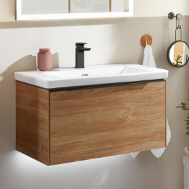 Тумба под раковину Villeroy & Boch Subway 3.0 77,2х42,9 см ДСП/алюминий дуб канзас/черный вулкан C573L1RH