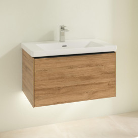 Тумба под раковину Villeroy & Boch Subway 3.0 77,2х42,9 см ДСП/алюминий дуб канзас/черный вулкан C573L1RH