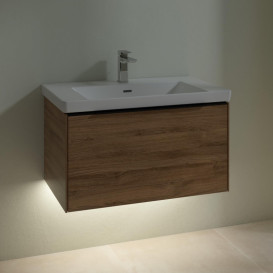 Тумба под раковину Villeroy & Boch Subway 3.0 77,2х42,9 см ДСП/алюминий дуб канзас/черный вулкан C573L1RH