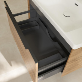 Тумба под раковину Villeroy & Boch Subway 3.0 77,2х42,9 см ДСП/алюминий дуб канзас/черный вулкан C573L1RH