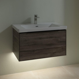 Тумба под раковину Villeroy & Boch Subway 3.0 77,2х42,9 см ДСП/алюминий дуб каменный/черный вулкан C573L1RK