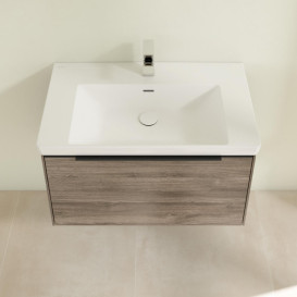 Тумба под раковину Villeroy & Boch Subway 3.0 77,2х42,9 см ДСП/алюминий дуб каменный/черный вулкан C573L1RK