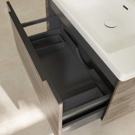 Тумба под раковину Villeroy & Boch Subway 3.0 77,2х42,9 см ДСП/алюминий дуб каменный/черный вулкан C573L1RK