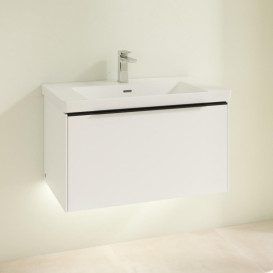 Тумба под раковину Villeroy & Boch Subway 3.0 77,2х42,9 см ДСП/алюминий белый бриллиант/черный вулкан C573L1VE