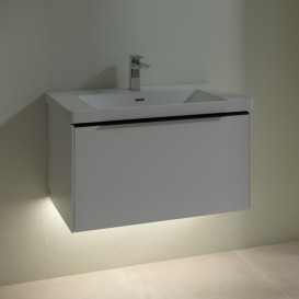 Тумба под раковину Villeroy & Boch Subway 3.0 77,2х42,9 см ДСП/алюминий белый бриллиант/черный вулкан C573L1VE