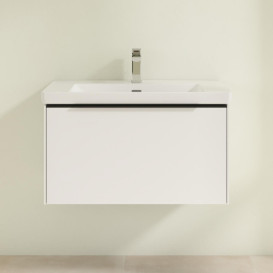 Тумба под раковину Villeroy & Boch Subway 3.0 77,2х42,9 см ДСП/алюминий белый бриллиант/черный вулкан C573L1VE