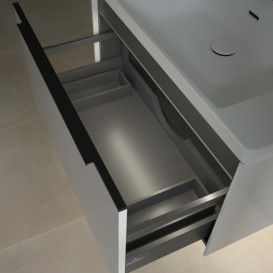 Тумба под раковину Villeroy & Boch Subway 3.0 77,2х42,9 см ДСП/алюминий белый бриллиант/черный вулкан C573L1VE